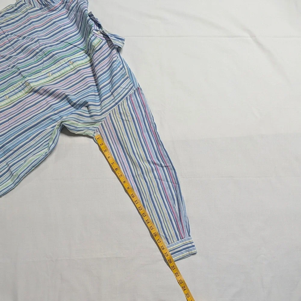 Polo Ralph Lauren Mens Multi Color Striped Cotton Button Down Shirt Large